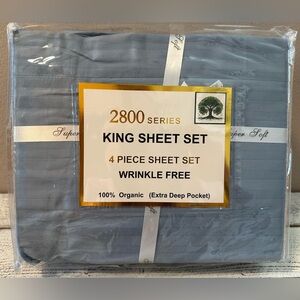 100% Organic Cotton Percale King Size Sheet Set - NIP